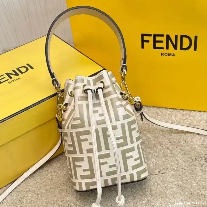 Cheap Leather Fendi Mini Bucket Bag Motif White FF In Calf Mon Tresor 0222