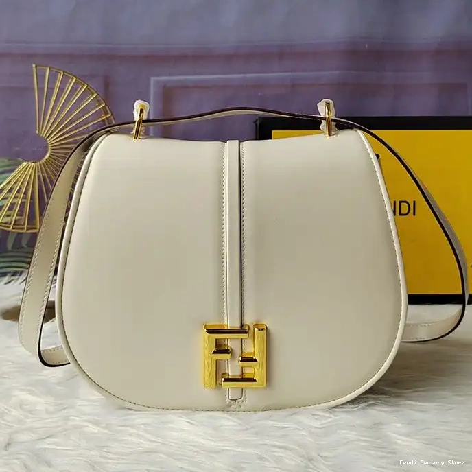 Affordable Fendi C'mon Calf Leather White Bag In Medium 0219