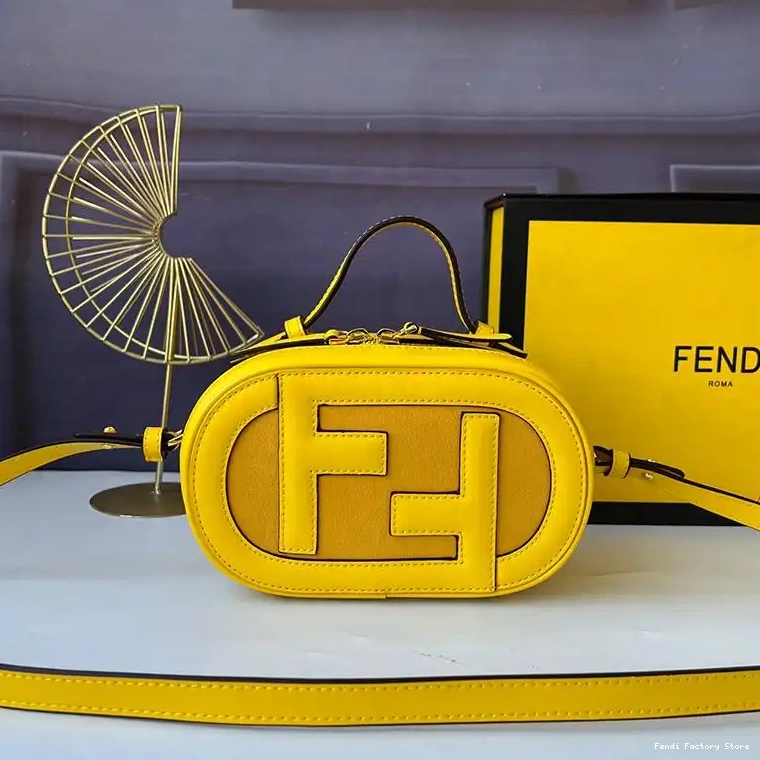 Cheap Calf Leather Mini Yellow In Camera Fendi O'Lock Case 0211