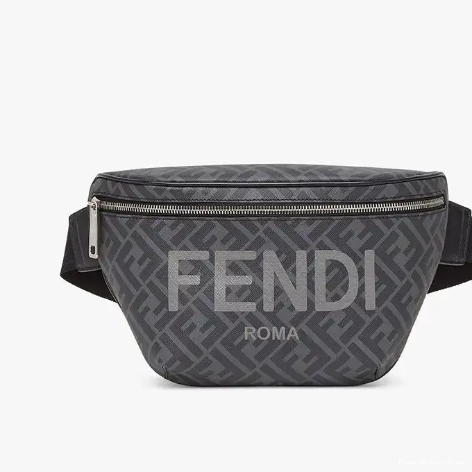 Cheap Fendi Logo In Belt Fabric ROMA Motif Black Bag FF 0219