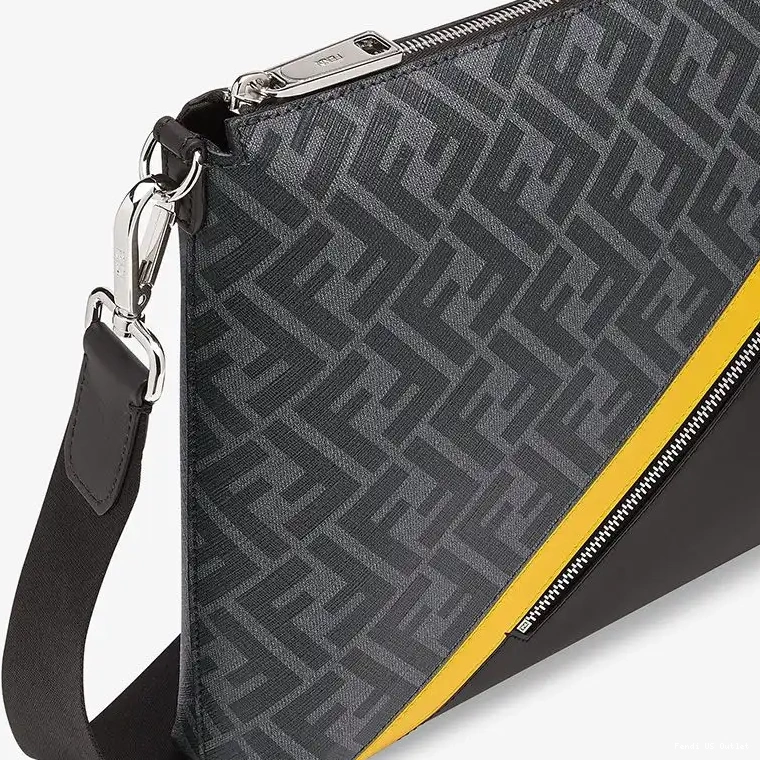 Affordable Slim Black Motif Bag Messenger Fendi In FF Fabric 0223