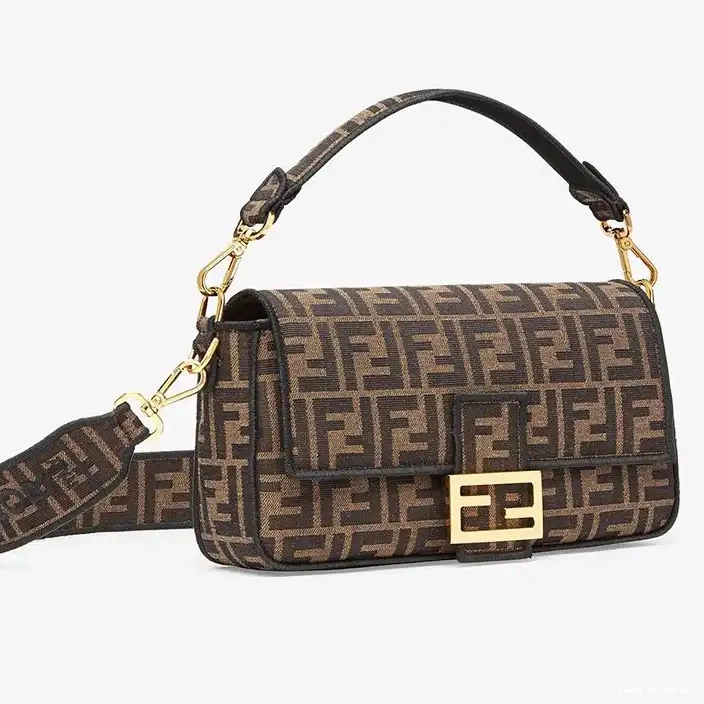 Affordable FF Bag Brown Medium Fendi Fabric In Motif Baguette 0222