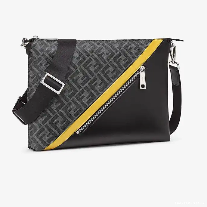 Affordable Fabric Messenger FF Fendi Slim Motif In Bag Black 0217