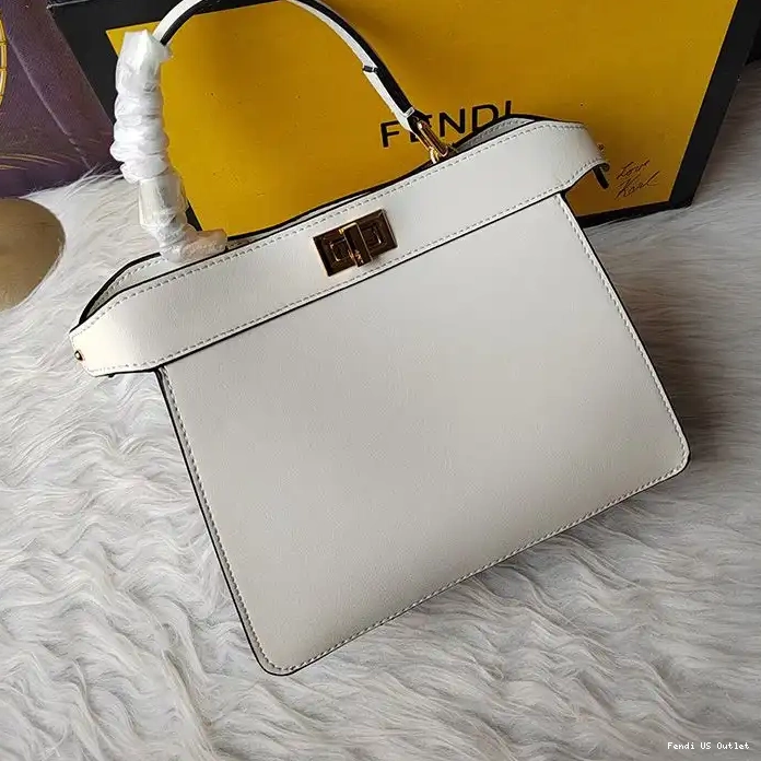 Cheap White Fendi Leather Peekaboo ISeeU Petite In Nappa Bag 0215