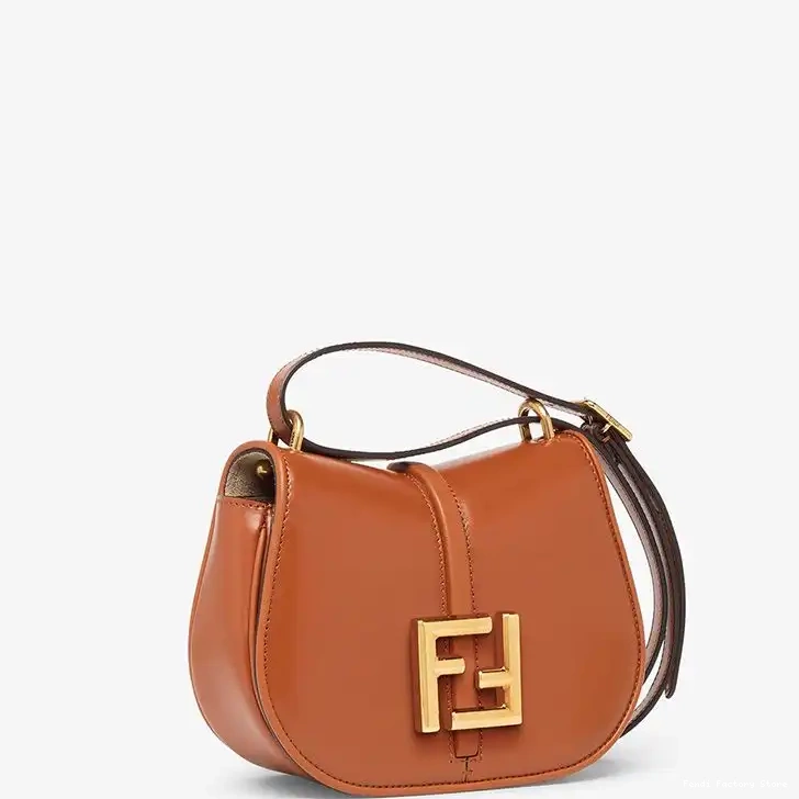 Affordable Fendi Leather Brown Calf C'mon In Bag Mini 0223