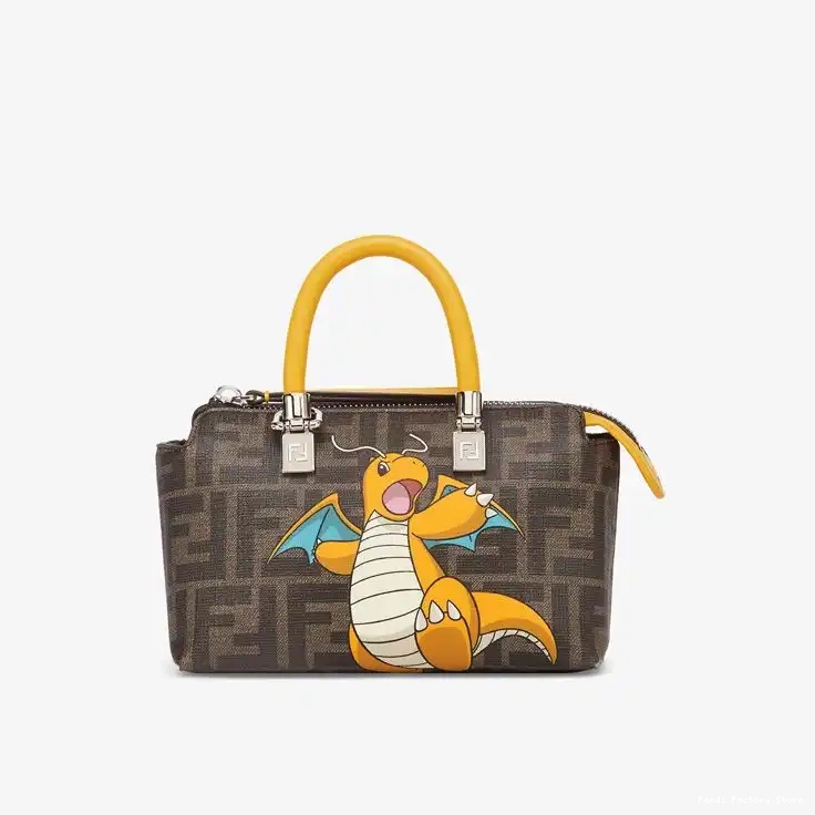 Cheap FF Bag Dragon Fabric Yellow Way Pokmon By Fendi Boston In The Brown Motif Mini 0225