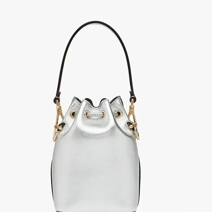 Affordable Bucket Bag Logo Leather Mini Calf ROMA Mon Tresor Silver In Fendi 0223