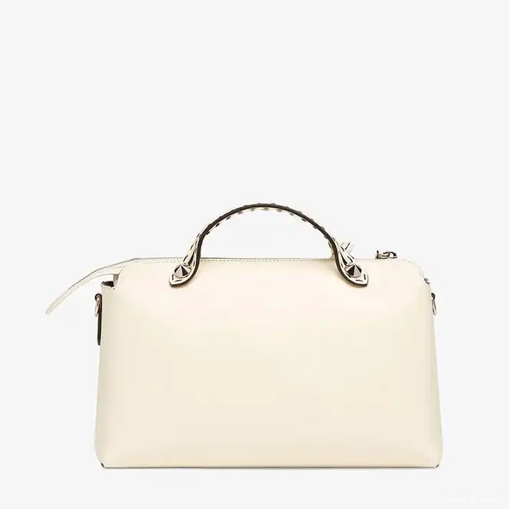 Cheap Way Boston By In Fendi White Bag Medium Calf The Leather ROMA Logo 0221