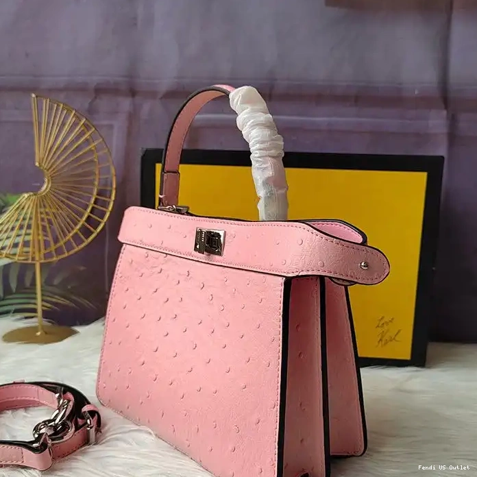 Cheap Bag Leather In Pink Peekaboo Fendi Petite Ostrich ISeeU 0212