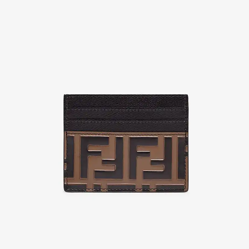 Cheap Fendi Card Holder In FF Motif Nappa Leather Black 0201