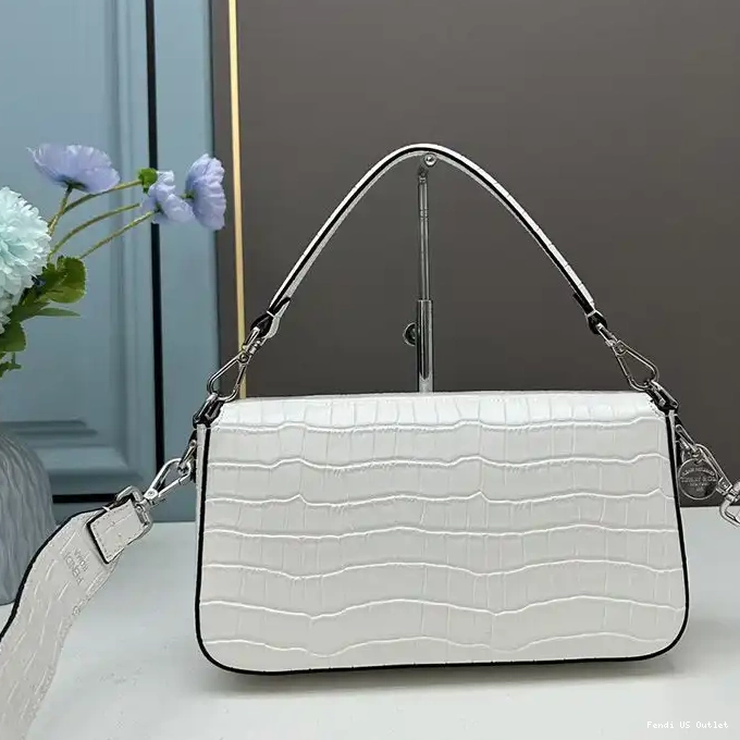 Cheap Baguette White Crocodile Re-Edition In Fendi Bag Leather Medium 0227