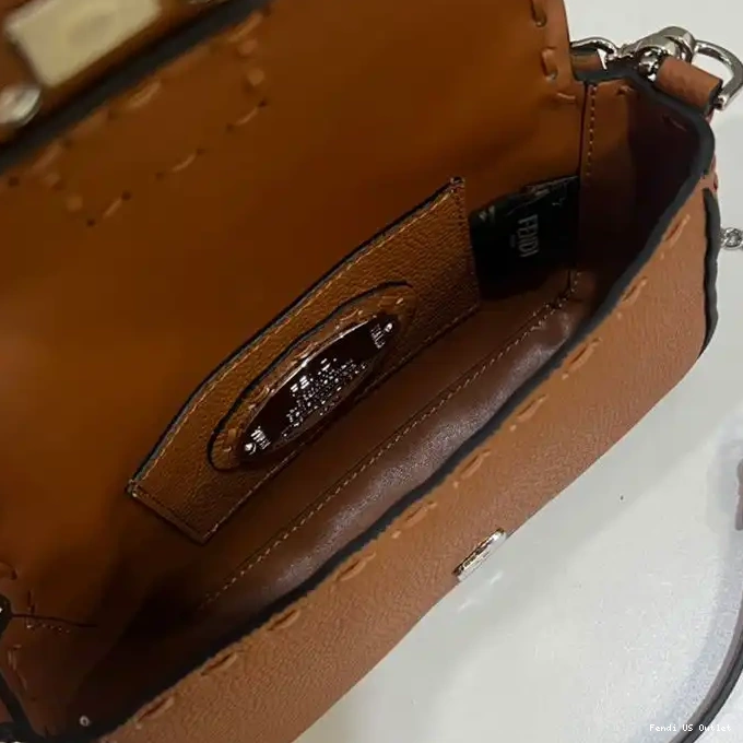 Affordable Leather Baguette Cuoio In Selleria Brown Bag Fendi Mini Romano 0217