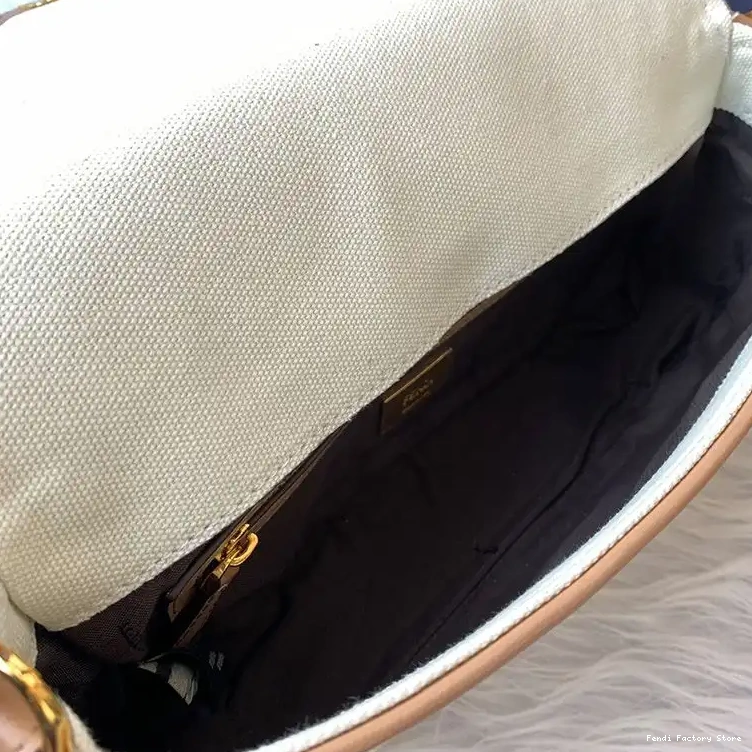 Cheap Apricot Motif Canvas Bag In Fendi Baguette FF Medium 0316