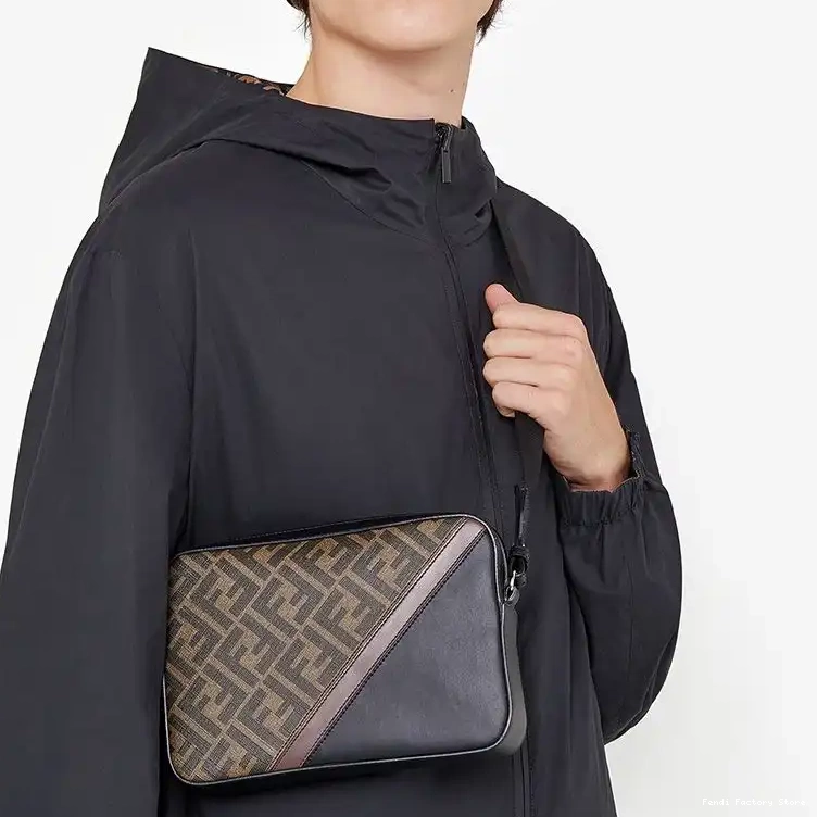Affordable FF Fabric Coffee Camera Motif Case In Compact Brown Fendi 0316