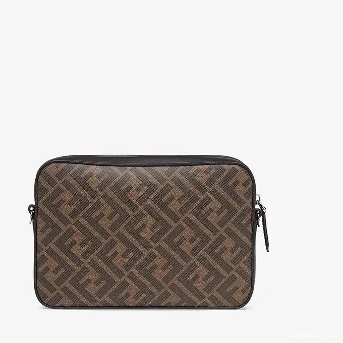 Affordable FF Fabric Coffee Camera Motif Case In Compact Brown Fendi 0316