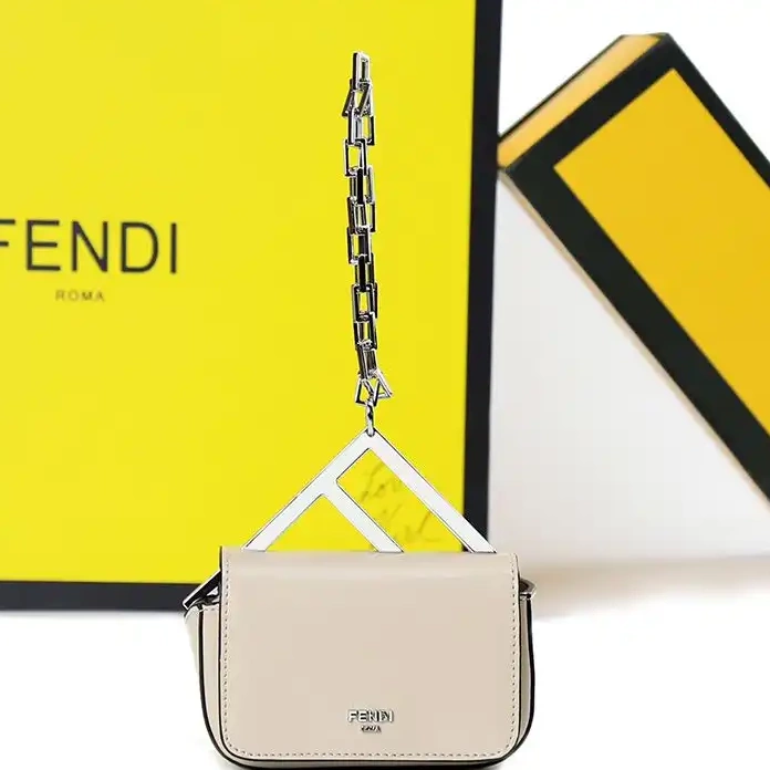 Beige Fendi Leather Calf F Nano Bag In 0316