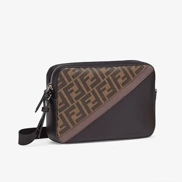 Affordable FF Fabric Coffee Camera Motif Case In Compact Brown Fendi 0316
